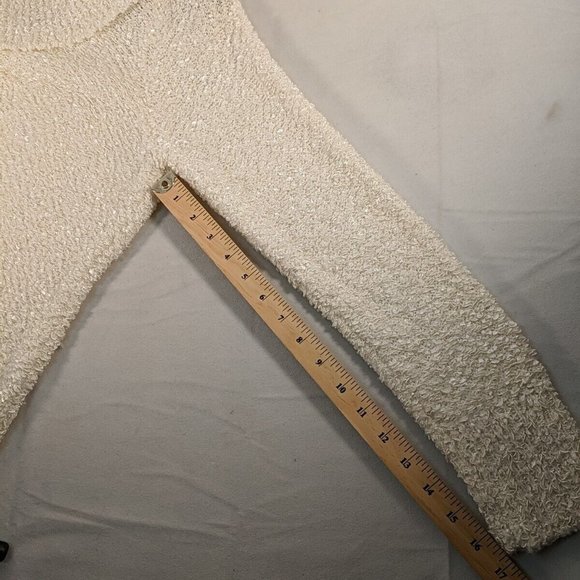 Jana Textured Knit Sweater Long Sleeve Cowl Turtle Neck Collar Cream White M Med - Picture 12 of 12
